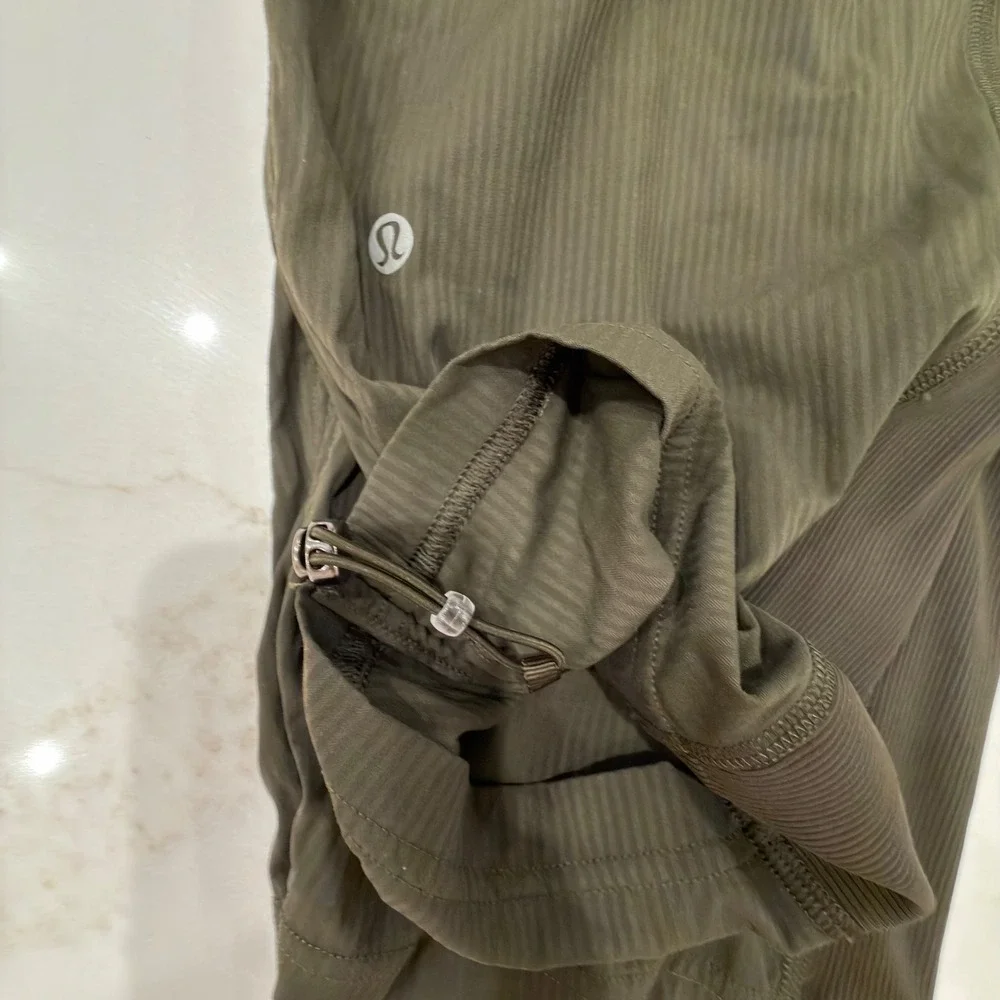Lululemon Dance Studio Mid-Rise Crop 25 Ribbed Pant Dark Olive Green Size 14